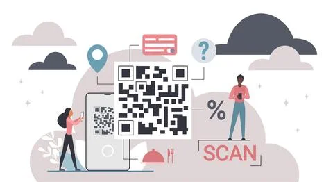 QR Code Cloud Technology Digital Access Concept Illustrazione stock