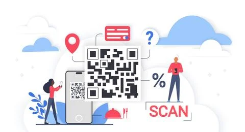 QR Code Cloud Technology Digital Scan Concept Stock Illustration