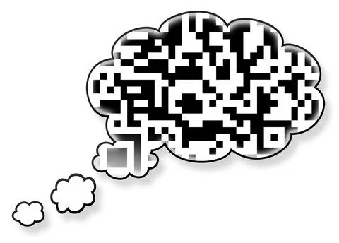 QR-code in a cloud (thinking) Stockfoto's