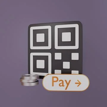 QR code with coins and pay button, payment and digital transaction Stock Illustration