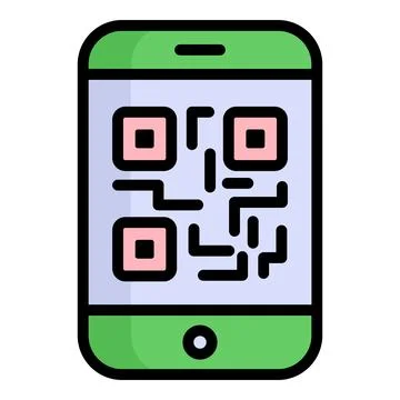 Qr code color outline icon, shopping and discount sale icon. Stock Illustration