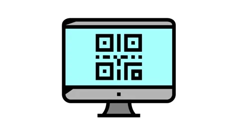Qr code on computer screen color icon animation Stock Footage 157262801