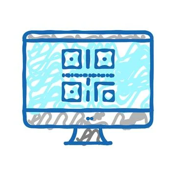Qr code on computer screen color icon vector isolated illustration Stock Illustration