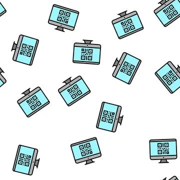Qr code on computer screen color icon vector isolated illustration Stock Illustration