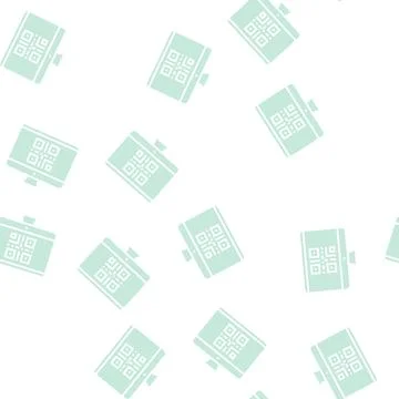 Qr code on computer screen color icon vector isolated illustration Stock Illustration