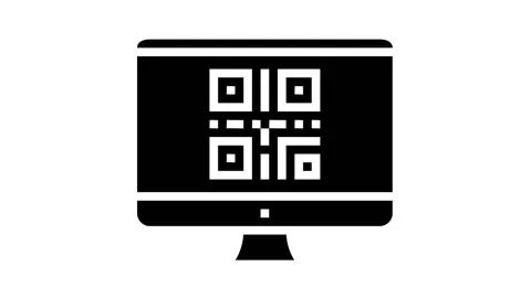 Qr code on computer screen glyph icon animation Stock Footage 157265981