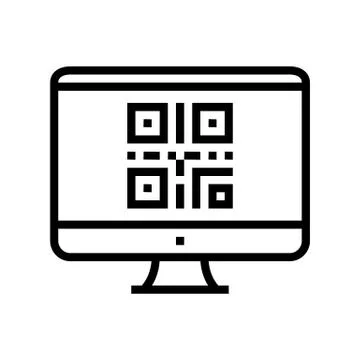 Qr code on computer screen line icon vector illustration 스톡 일러스트