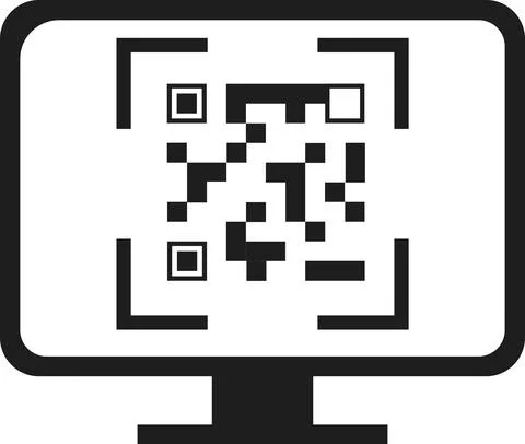 QR code on the computer screen. Vector image. Stock Illustration