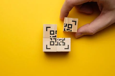 QR code concept. The process of creating a symbol. Stock Photos