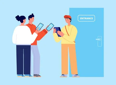 QR code control. Vaccination identification, people with barcodes for entrance Stockillustratie