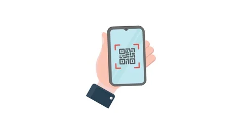 QR code displayed on a mobile phone screen, ready to be scanned for quick a.. Stock Footage 332540706