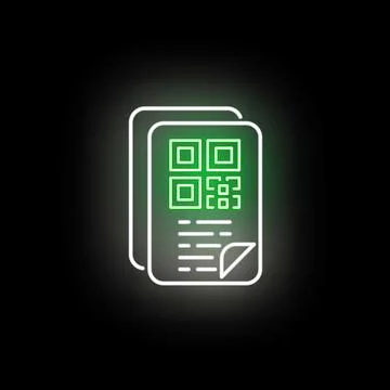 Qr code document generating neon glowing digital data Stock Illustration