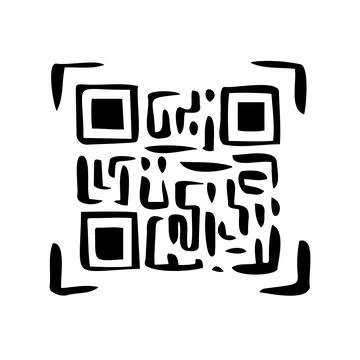 QR code doodle hand drawn icon. Marketing and electronic commerce. Illustrazione stock