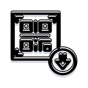Qr code with download icon for scanning Stock Illustration