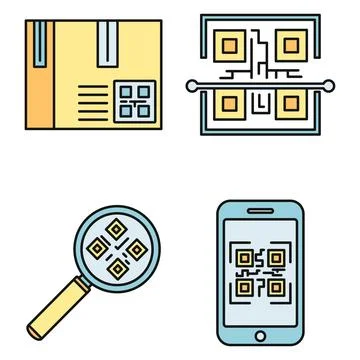 QR code element icons set vector color Stock Illustration