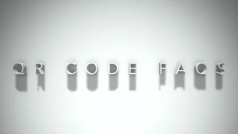 Qr code faqs 3D title animation white text on a white background Stock Footage 299757825