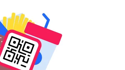 QR Code for Fast Food Ordering and Digital Menu Vector Illustration. Stock Illustration