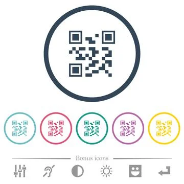 QR code flat color icons in round outlines Illustrazione stock