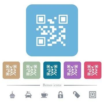 QR code flat icons on color rounded square backgrounds Stock Illustration