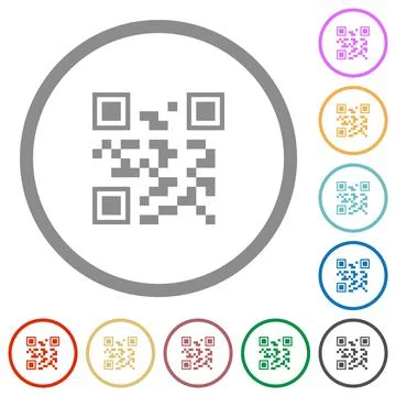 QR code flat icons with outlines 스톡 일러스트