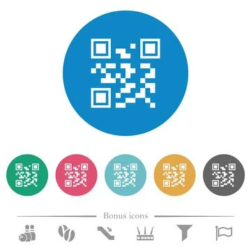QR code flat round icons 스톡 일러스트