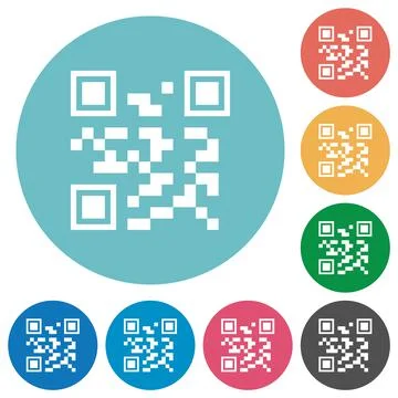 QR code flat round icons Stock Illustration