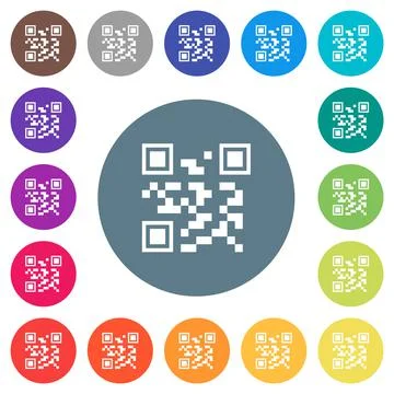 QR code flat white icons on round color backgrounds Illustrazione stock