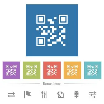 QR code flat white icons in square backgrounds Illustrazione stock