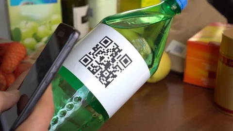 QR Code on Food and Drink Label and Sticker Stock Footage 107076338