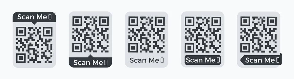 Qr code frame vector set. Scan me phone tag. Qr code mock up, mockup. Barcode Stock Illustration
