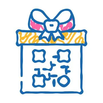 Qr code gift icon doodle illustration Stock Illustration