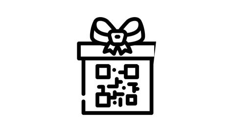 Qr code gift line icon animation Stock Footage 166435625
