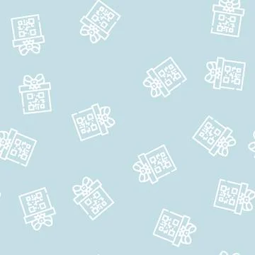 Qr code gift line vector seamless pattern Illustrazione stock