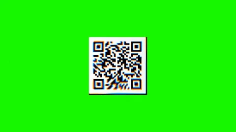 QR code with glitch effect on green background, isolated, rgb colors Video stock 153176632