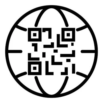 QR code global use icon, outline style Illustrazione stock