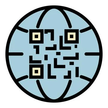 QR code global use icon color outline vector Illustrazione stock