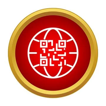 Qr code globe icon for global technology communication Stockillustratie