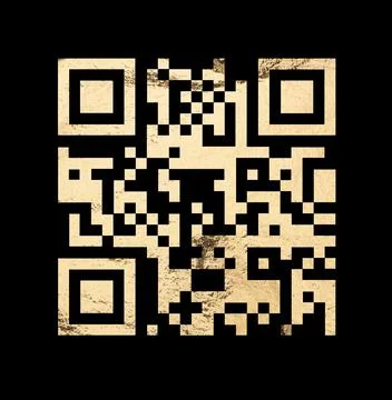 QR code with golden foil design. Elegant square pattern for digital payment, Stock Photos