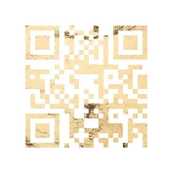 QR code with golden foil texture. Elegant square pattern for digital access, Stock Photos