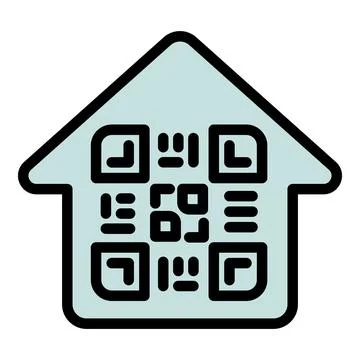 QR code house icon outline vector. Scanner payment Illustrazione stock