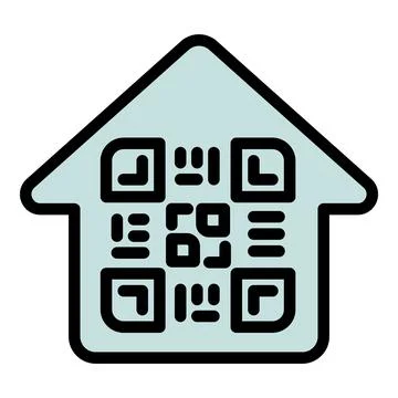 QR code house icon outline . Scanner payment Illustrazione stock