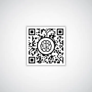 QR code with human brain icon Stock Illustration