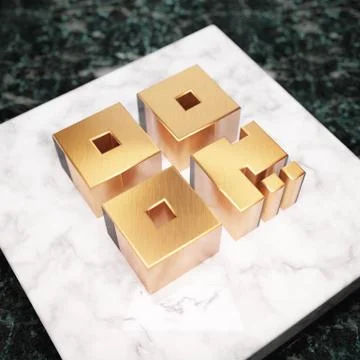 QR Code icon. Bronze QR Code symbol on white marble podium. Stock-Illustration