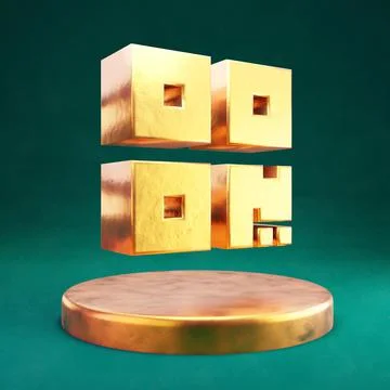 QR Code icon. Fortuna Gold QR Code symbol on golden podium. Stock-Illustration
