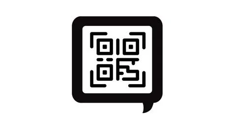 QR code icon inside a speech bubble chat symbol vector illustration. Stock Illustration