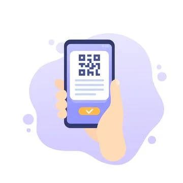 Qr code icon with phone, vector Stock Illustration