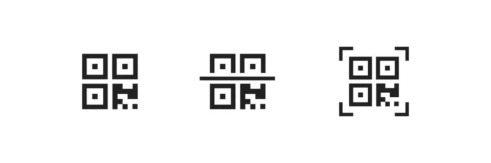 Qr code icon. Qrcode scan symbol. Mobile scanner, line web sign in vector fla Stockillustratie