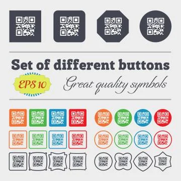 Qr code icon sign. Big set of colorful, diverse, high-quality buttons. 스톡 일러스트