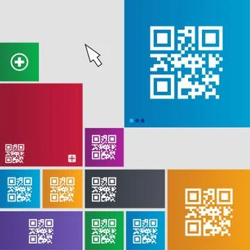 Qr code icon sign. buttons. Modern interface website buttons with cursor pointer Illustrazione stock