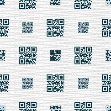 Qr code icon sign. Seamless pattern with geometric texture. Vector 스톡 일러스트